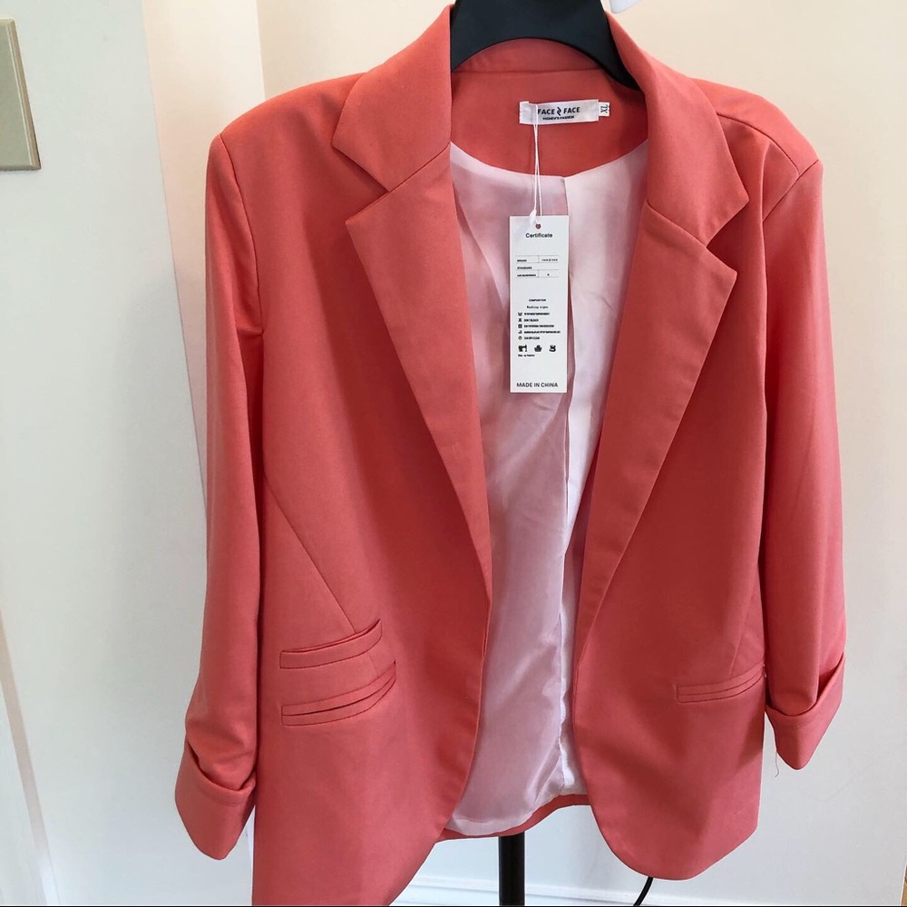 Peach blazer with white lining (XL) NWT